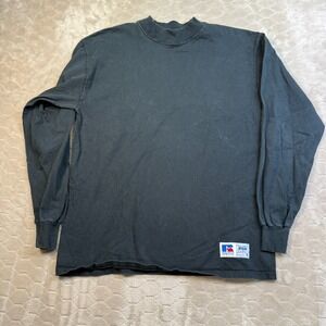 VTG Russell Athletic Shirt Mens Sz Md Black High Cotton Long Sleeve Tee